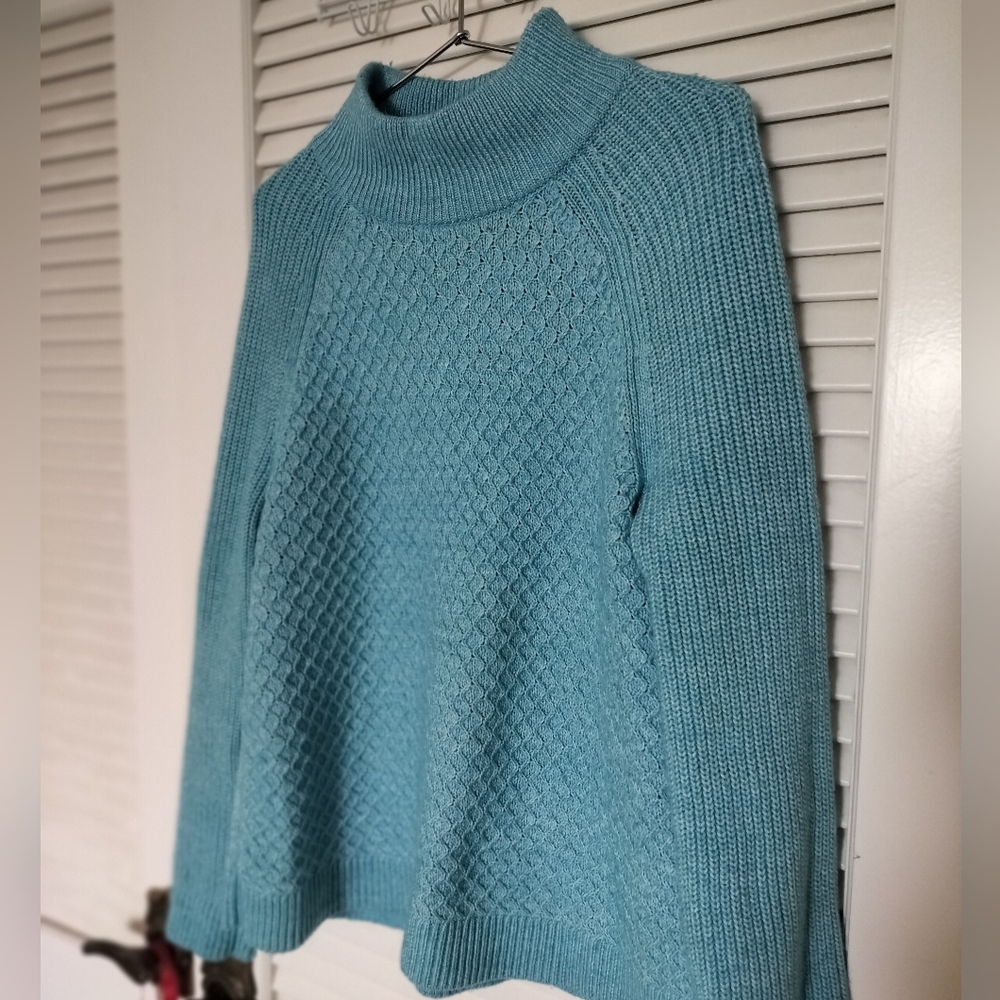 Talbot's Women's Turtleneck Sweater Seafoam Green/Aqua Blue XL Long Sleeve